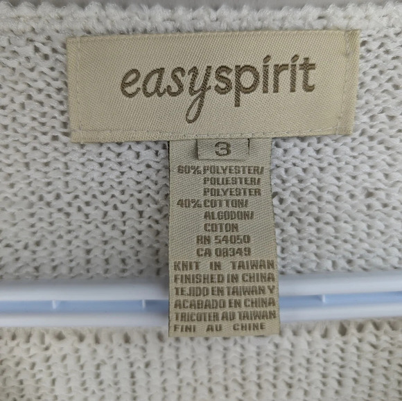Vintage EasySpirit White Knit V Neck Long  Sleeve Top Sweater Woman 3 - Picture 3 of 9